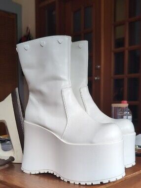 Sugar Thrillz White Vegan Leather Platform Boot